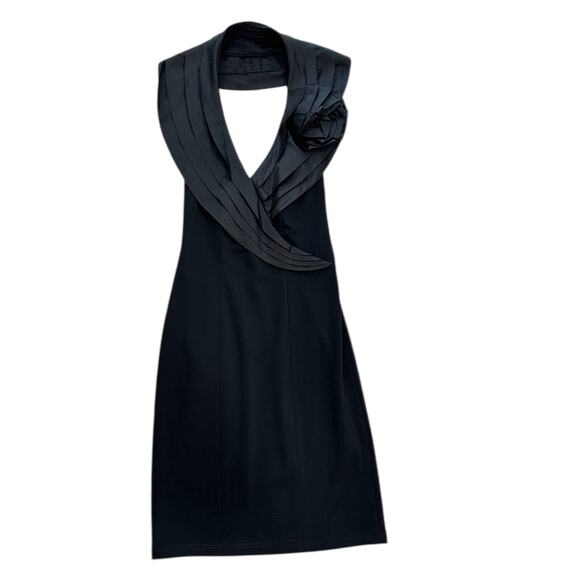 90s Tadashi Halter Cocktail Dress in Black - Picture 1 of 7